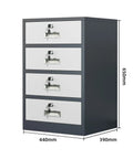 Lockable Blue Metal 4 Drawer Filing Cabinet With Adjustable Shelves For Home Office And Workspace Secure Durable Steel Storage To Tidy Up Letters Files And Office Supplies In Style