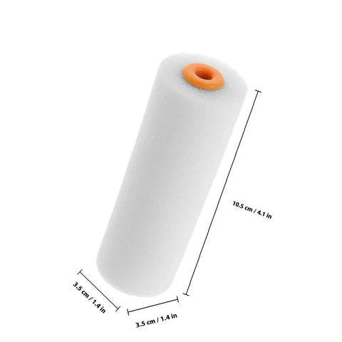 Twelve Pack Nifty Little Mini Sponge Rollers With Cushioned Handles For Walls And Detail Work Gives You A Straight Up Flawless Coat Every Time Super Simple Cleanup Built Solid For Daily Hustle, white foam roller size 10.5 cm by 3.5 cm.