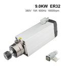 High Performance CNC Milling Spindle Motor 9.0KW Air Cooled ER32 Chuck 18000 RPM industrial spindle with motor connector.
