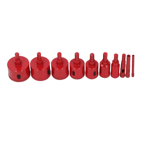 Ultimate Sonew 10 Piece Hole Saw Tile Drill Bits Kit For Ceramic Marble Glass Coring With Hard Synthetic Coating And Heavy Duty Steel Shank For Tough Jobs, red 6mm-50mm set