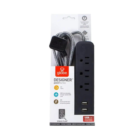 Dope Designer Series Rose Power Strip With 3 Outlets And Dual USB Ports in retail packaging.