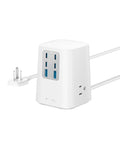 Sick 9-In-1 Desktop Power Hub With 100W Rapid Charging Engine And 300J Heavy Duty Surge Shield featuring four USB-C, two USB-A outlets.