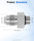 Product Dimensions for Hydraulic Adapter Fitting One Quarter Inch JIC 37 Degree Male To One Eighth Inch SAE ORB Male Straight Thread Converter For Hydraulic Systems Converts JIC Flare To ORB Ports, carbon steel