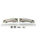 Heavy Duty Lateral Opening Door Hinge Set With Built Tough Side Mount Brackets For Knockout Cabinet And Gate Swing Quick Setup Professional Grade Hardware, showing hinges, a mounting bar, and hardware.