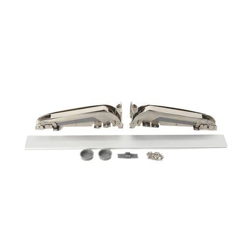 Heavy Duty Lateral Opening Door Hinge Set With Built Tough Side Mount Brackets For Knockout Cabinet And Gate Swing Quick Setup Professional Grade Hardware, showing hinges, a mounting bar, and hardware.