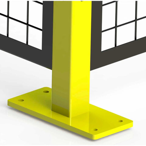 Heavy Duty Yellow Wire Machine Guard Corner Post For Industrial Safety Perimeters Shop Floors Rock Solid Modular Barrier Compatible With Standard Panels Plug And Play High Vis Protection Built Tough For Daily Grinds And Tight Spaces