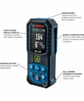 Blaze Green Beam Laser Measure Up To 165 Feet With Real Time Distance Reading, display shows measurements, rugged build.