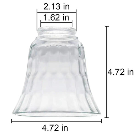 Clear Hammered Bell Glass Shade For Ceiling Fans Replacement Glass Globes Light Covers Two And One Eighth Inch Fitter Pack Of Four