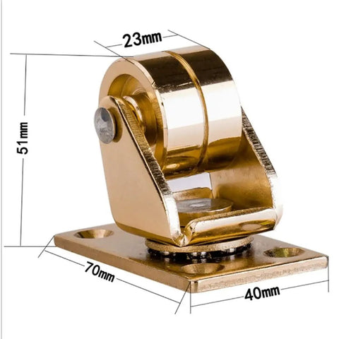 Premium Top Shelf Universal Piano Casters Featuring Silky Smooth Silent Rolling Wheels With Reinforced Steel Screw Mount Designed For Upright Pianos And Home Furniture side view with dimensions 70mm x 40mm x 51mm.