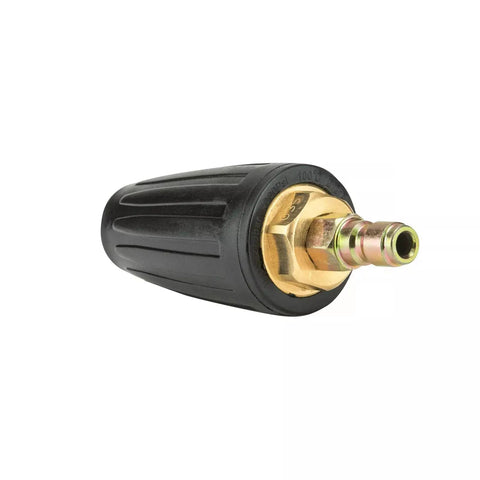 Turbo Spray Nozzle for Pressure Washers Up to 4000 PSI with Quick Connect Fitting, 0 Degree Tip shown from a side angle