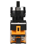 Front view of Momentary Rotary Selector Switch 2 Position Self Resetting 22mm Mounting Hole 10A 220V 380V Plastic Control Switch