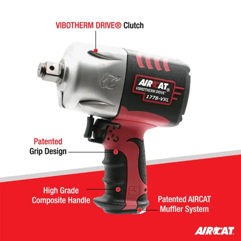 No-Bull Heavy-Duty Pneumatic Impact Wrench Pushing 1450 Foot Pounds Killer Torque And Vibrotherm Low-Vibration Composite Build for tough job site with ergonomic grip.