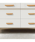 Wooden Cabinet Drawer Pull Handles for Wardrobes and Furniture Knobs with Natural Wood Grain Finish on dresser drawers