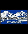 Kodiak Breakers & Supplies logo with mountain graphic and contact number 907-688-2888 on blue background.