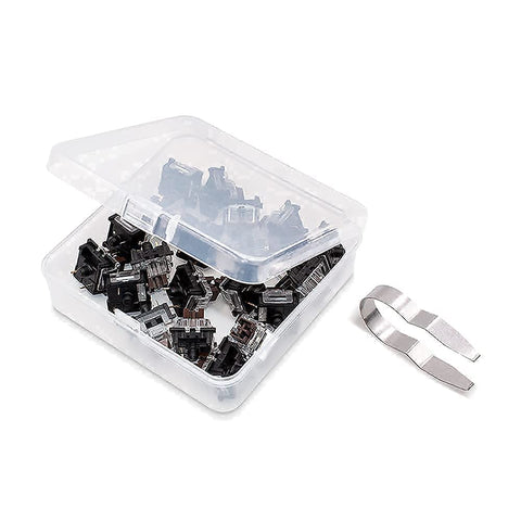Brown 3 Pin Tactile Mechanical Keyboard Switches 20 Pack Budget Friendly Replacement For Cherry MX Gateron Compatible Keyboards With 55g Tactile Force No Loud Click Ideal For Redragon And MX Standard Boards, clear case with switch puller