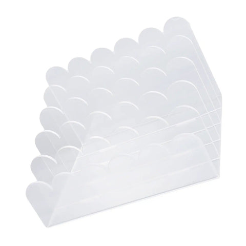 Clear Acrylic 5 Slot Desktop Mail And File Sorter With Vertical Letter Holder showing side view and design