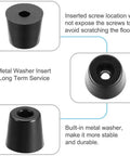 Beefy Rubber Feet Bumpers With Metal Washer Insert For Durable Floor Protection Black shown with metal washer details