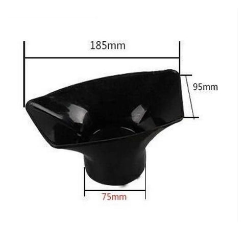 Super High Quality Square Silica Gel Solder Fume Extractor Cover Hood With 75Mm Connector showing dimensions and black design.
