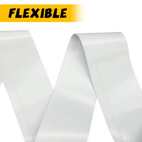 Super Easy Install Flexible Vinyl Baseboard Trim Molding Five Inches Wide And Forty Feet Long Cove Base White Shown in Flex Form