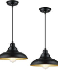 Industrial Black Pendant Lights 2 Pack With Adjustable Metal Hanging Lamps E26 Base Farmhouse Kitchen Island Dining Room Lighting