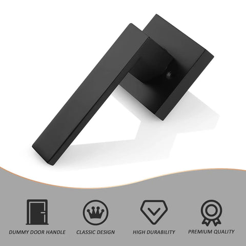Pack Of 2 Black Dummy Door Levers For Closets And French Doors Square NonTurning Pull Handles Surface Mounted Easy Install SingleSide Operation Matte Finish Durable Build For Interior Doors black square dummy door lever
