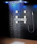 23 Inch Led Rainfall Shower Combo With Adjustable Handheld Sprayer And Heavy Duty Brass Plumbing Straight Up Built Different For Your Dream Bathroom Setup That Honestly Hits Different Every Single Morning with LED lights and water flow.