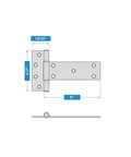 Diagram of 6 Inch Industrial T Gate Hinges Set of Two With 48 Lbs Per Hinge Capacity WeatherGuard Black Finish.