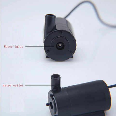 Detailed view of water inlet and outlet on 4 Pack Dope Submersible Mini Water Pumps With Clear 1m Tubing For Aquariums And Fountains