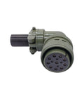 MIL-C circular connector with olive-green metal shell and multi-pin socket, front view