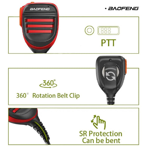 Rugged Handheld Speaker Microphone for Two Way Radios with Dual PTT and Clear Sound Rainproof and Dust Resistant
