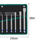 Top-notch 6 Piece Alloy Steel Roll Pin Punch Set With Flat Chisel And Cone Punch Tools Perfect For Watch Repair Machinery Maintenance and Industrial Workshop Jobs Featuring Multiple Sizes For Total Toughness. 250mm tool roll case