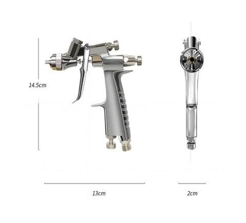 Top Shelf Compact Center Cup Spray Paint Reservoir Tank For Industrial Coating Projects Hella Durable Construction No Hassle Setup With One Point Two Precision Orifice side view and dimensions.
