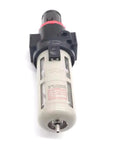 Pro Grade All In One Air Filter Regulator Combo With Gauge And Semi Auto Drain, One Quarter Inch NPT, 0 To 140 PSI Adjustable, 40 Micron Filtration, Includes Mounting Bracket And Piggyback Drain Bowl, Model BFR2000-C Built For Shops And Home Garages showing front view