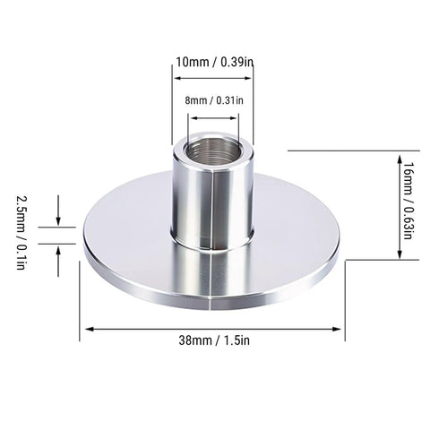 Top Shelf Stainless Steel Router Guide Bushing Set With Six Precision Sizes For Woodworking Templates showing the 10mm bushing with measurements.