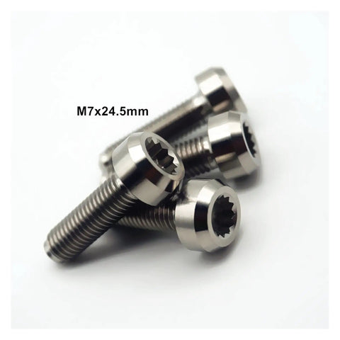 Premium 6Al4V Grade 5 Titanium Wheel Lug Bolts M7x32mm Lightweight High Strength Fasteners on display, detailed view.