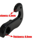 2 Pack Universal Bicycle Derailleur Hanger Replacement For Most Bikes Black Frame Tail Hook showing thickness measurements