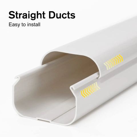 3 Inch Wide 16.1 Ft Line Set Cover Kit For Mini Split Air Conditioners, Decorative PVC Tubing Detail of Straight Duct