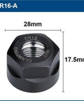 Heavy Duty Chuck Collet Nut For ER8 ER11 ER16 ER20 CNC Lathe Milling Cutter Router Bit Holder With 28mm Diameter shown from above, showing dimensions.
