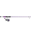 Jellyfish Spinning Reel And Fishing Rod Combo In Purple 5 Foot 6 Inch Medium Two Piece Glass Rod With Gel Tech Grip Integrated Bungee