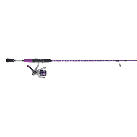 Jellyfish Spinning Reel And Fishing Rod Combo In Purple 5 Foot 6 Inch Medium Two Piece Glass Rod With Gel Tech Grip Integrated Bungee