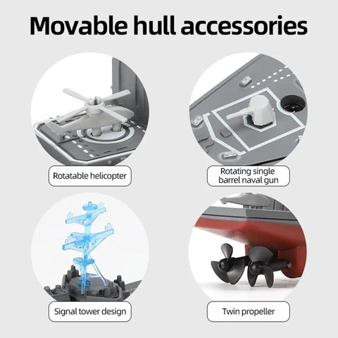 Movable accessories of Remote Control Warship RC Battleship 2.4GHz Boat For Lakes And Rivers Dope Armed Arleigh Burke Class