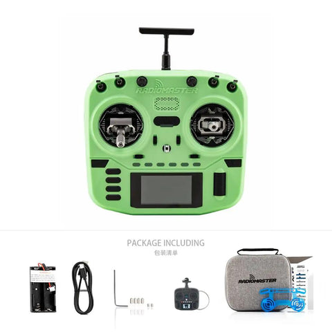 Boxer Crush EdgeTX 2.4G 16CH Transmitter With ExpressLRS RF System AG01 Hall Gimbals Cherry Red ELRS M2 Preinstalled EdgeTX Firmware Ultra Compact Ergonomic RC Controller Built For Smooth Precise Flying product components displayed.
