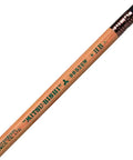 Close-up of Mitsubishi Recycled HB Pencil 9852EW With Eraser, showing wood texture and graphite lead, eco-friendly office tool.
