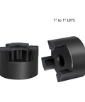 Black 1 in to 1 in L075 flexible 3-piece L-jaw coupling set with rubber spider for log splitter hybrid kit