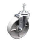 Built Tough Swivel Caster With Threaded Stem, Semi Steel Cast Iron Wheel, 5 Inch Diameter By 1.25 Inch Wide, silver wheel