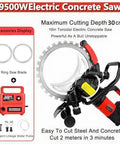 Heavy Duty 16 Inch Wet Saw With Intelligent Water Pump And Dust Control Gear For Concrete Stone And Rebar Walls Electric Groove Machine built for maximum cutting depth of 30 cm.