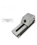 Kickass Heavy-Duty CNC Mini Steel Bench Vise, Slick Manual Clamping Jaw System With Tough Replaceable Pads, V-Shaped Angle Vice shown from side angle.