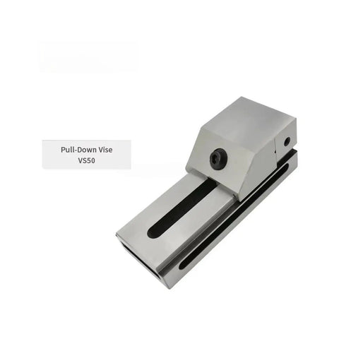 Kickass Heavy-Duty CNC Mini Steel Bench Vise, Slick Manual Clamping Jaw System With Tough Replaceable Pads, V-Shaped Angle Vice shown from side angle.