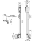 Heavy Duty Pool Safety Gate Kit Featuring Top Pull Self Latch And Dual Hinges dimensions diagram with gap variance and measurement details.