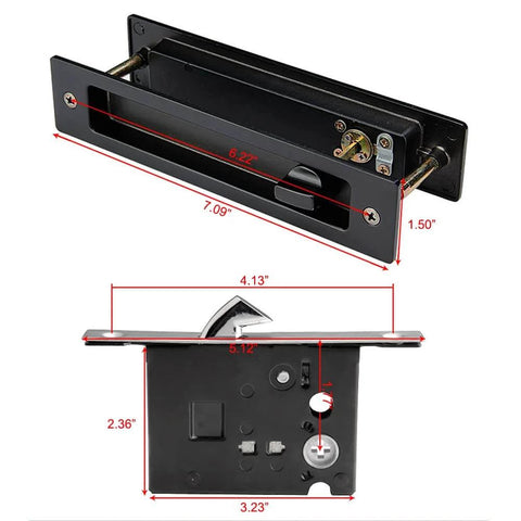 7.1 Inch Sliding Door Mortise Lock Latch With Invisible Recessed Handle For Interior Wood Pocket Doors Black Finish Includes 3 Keys And Copper Lock Cylinder Zinc Alloy Handle For Easy No Fuss Install And Durable Home Use